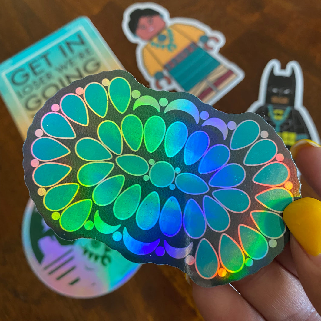 Holographic Turquoise cluster brooch sticker