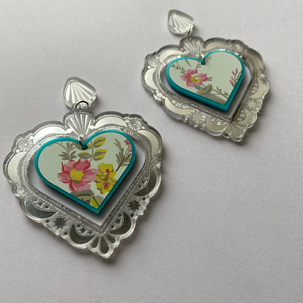 Floral Turquoise Sweet Hearts